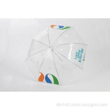 23 Inch Girl POE Clear PVC Umbrella Printing Manual Open Fo